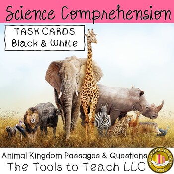 Preview of Animal Kingdom Passages and Comprehension Questions Black White No Prep