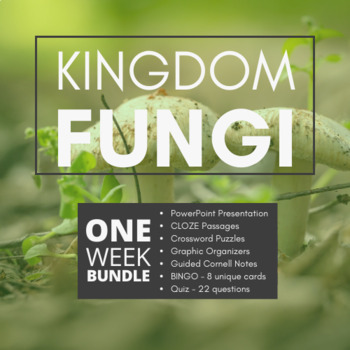 Preview of Kingdom Fungi Bundle - PowerPoint, Cornell Handout, CLOZE, Diagrams, Bingo, Quiz