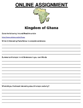 Preview of Kingdom of Ghana ONLINE ASSIGNMENT (PDF/GOOGLE CLASSROOM)