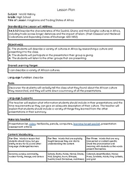 Preview of Kingdoms and Trading States of Africa Lesson Plan