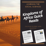 Kingdoms of Africa Quick Reads: 1 Page Reading w/ Question