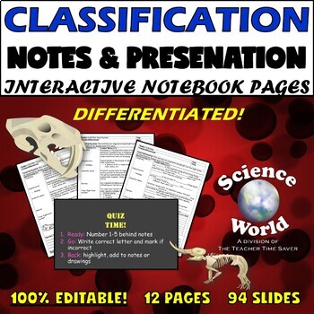 Preview of Kingdoms of Classification Unit Notes & Slides Bundle- Biology Middle School
