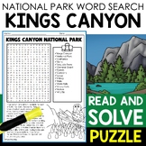 Kings Canyon National Park Word Search Puzzle National Par