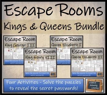 Preview of Kings and Queens of England Escape Room Activity Bundle | 5th Grade & 6th Grade