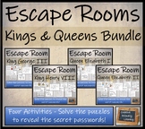 Kings and Queens of England Escape Room Activity Bundle | 