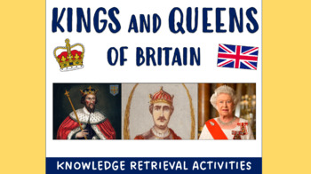 Preview of Kings and Queens of England - Knowledge Retrieval Activities Pack!