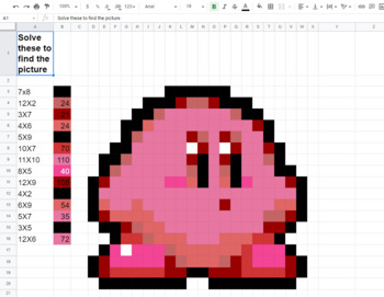 Preview of Kirby Inspired Math Mystery Pixel Art