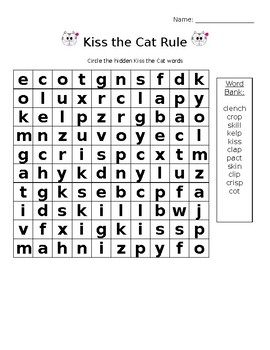 Reading and Spelling Game and Poster: Kiss the Cat Rule by Lit Minds