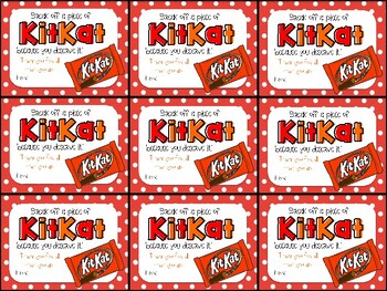 Kit Kat Chocolate Teacher/ Staff Appreciation Treat Tag | TPT