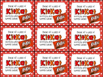 Preview of Kit Kat End of Year Gift Tag-Break off a piece of KitKat and enjoy your summer