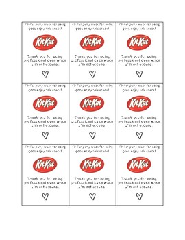 Kit Kat Teacher Appreciation Free Printable