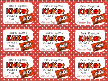 Kit Kat Valentine's Day Gift Tag-Break off a piece of KitKat | TPT