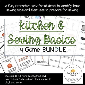 Preview of Kitchen Basic Utensil and Sewing Basics- 4 Game BUNDLE - FCS FACS Culinary Arts