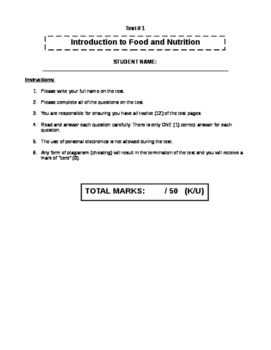 Preview of Kitchen Basics & Kitchen Safety Test (with answer key!)