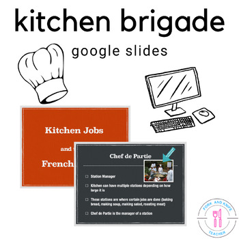 Preview of Kitchen Brigade Google Slides Jobs and Stations, Terms and Definitions