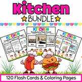 Kitchen Coloring Pages & Flash Cards BUNDLE for PreK & K K