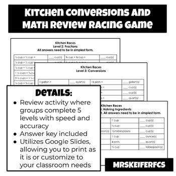 Preview of Kitchen Conversions and Math Review "Racing" | FCS