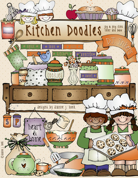 Preview of Kitchen Doodles Clip Art - Kids Cooking