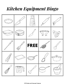 Cooking & Kitchen Supplies BINGO Game