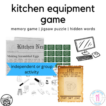 Preview of Kitchen Equipment Game For The Culinary High School And FCS Classroom