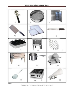 Kitchen Equipment ID Quiz Set C by Patch Lessons | TpT