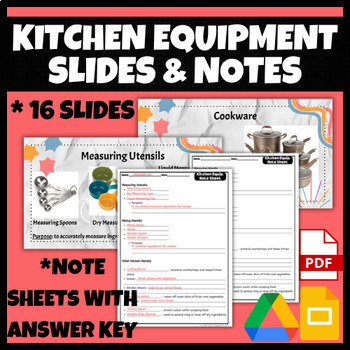 Preview of Kitchen Equipment Slides and Note Sheets | FCS, FACS, Life Skills
