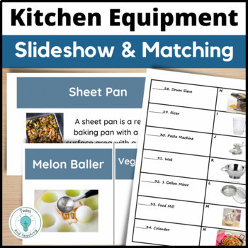 Preview of Kitchen Equipment Slideshow Matching Activity - Kitchen Tools Activities FACS