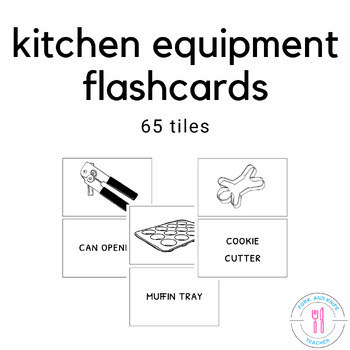 Preview of Kitchen Equipment Word Wall or Flashcards - 65 items