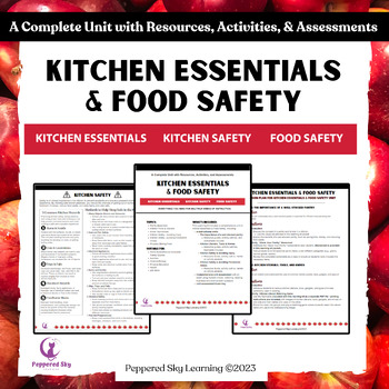 Preview of Kitchen Essentials & Food Safety - Full Unit- Resources, Worksheets, Exam & Key