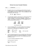 Kitchen Formulas Student worksheet