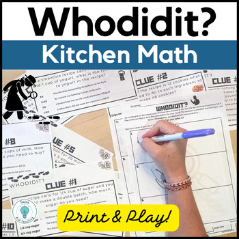 Preview of Kitchen Math Mystery Game "Whodidit"  Cooking Measurement Activities - FACS, FCS