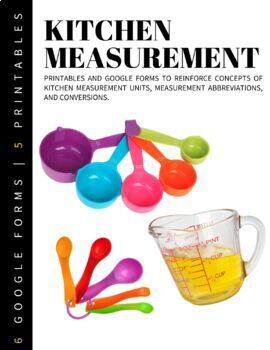 Preview of Kitchen Measurement Liquid/Dry Measuring Cups Spoons Culinary Math Capacity