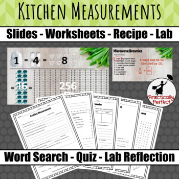 Preview of Kitchen Measurements - FACS - Slides, Worksheets, Quiz, Recipe and Lab Sheet