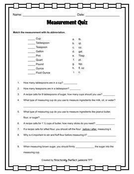 Kitchen Measuring Chart Worksheets - Cooking Measurements Worksheets-D –  Kids Cooking Activities