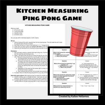 Preview of Kitchen Measuring Ping Pong Game | Family Consumer Science