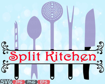 Preview of Kitchen SVG file Cricut & Cameo Utensils Cooking food stickers clip art -573S