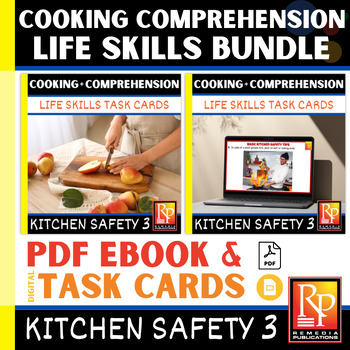 Preview of KITCHEN SAFETY Worksheets & Digital Resource - Cooking Terms Task Cards Activity