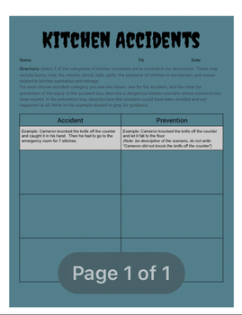 Preview of Kitchen Safety Activity