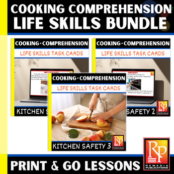 Preview of KITCHEN SAFETY BUNDLE: Cooking, Life Skills, Comprehension, Task Cards | GOOGLE