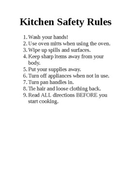 Preview of Kitchen Safety Rules