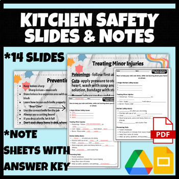 Preview of Kitchen Safety Slides and Note Sheets | FCS, FACS, Cooking