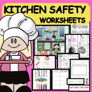 Preview of Kitchen Safety Worksheet: Kitchen Safety Equipment Worksheet Activities Pack