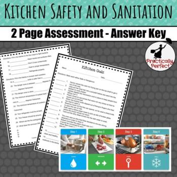 Preview of Kitchen Safety and Sanitation Assessment with Answer Key - Great Lab Quiz/Test
