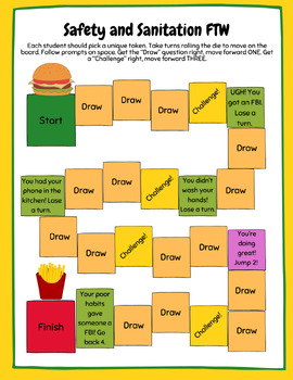 Preview of Kitchen Safety and Sanitation Review Game Board