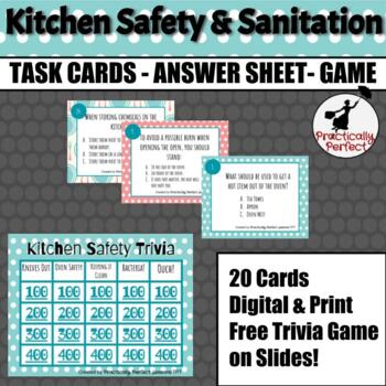Preview of Kitchen Safety and Sanitation Task Cards - Plus Free Game! DIGITAL & PRINT