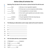 Kitchen Safety and Sanitation Test & Answer Key