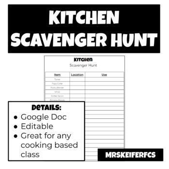 Preview of Kitchen Scavenger Hunt | Nutrition and Culinary