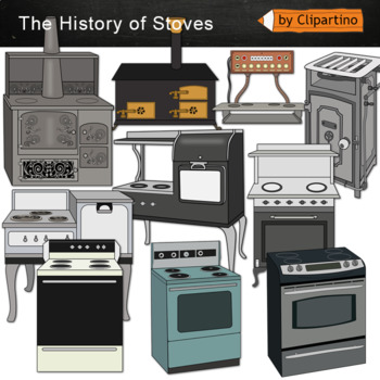 Preview of Kitchen Stove Clip Art/ evolution/ History Clip Art