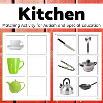Preview of Kitchen Tools Matching Identical Pictures Activity Autism Special Education