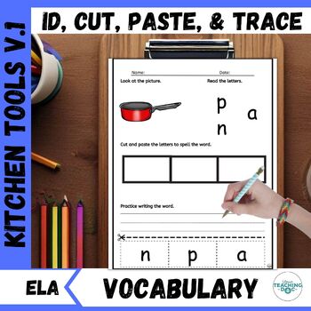 Preview of Kitchen Tools Sight Word Spelling Vocabulary Literacy Worksheets V1